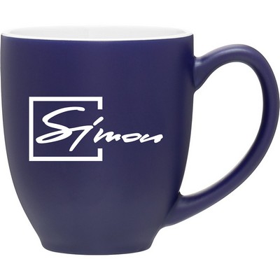 15 oz Bistro Ceramic Mug (Matte Cobalt/Glossy White)