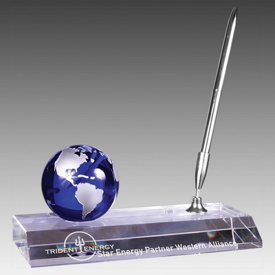 Crystal Globe with Base and Pen