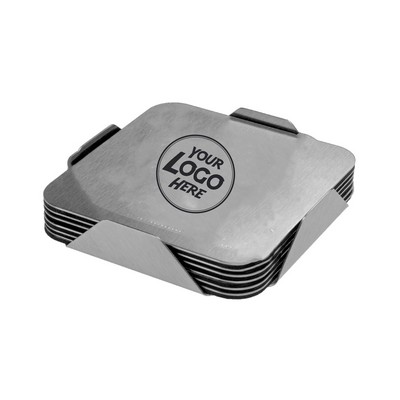 6 Piece Square Coaster Set with Stand