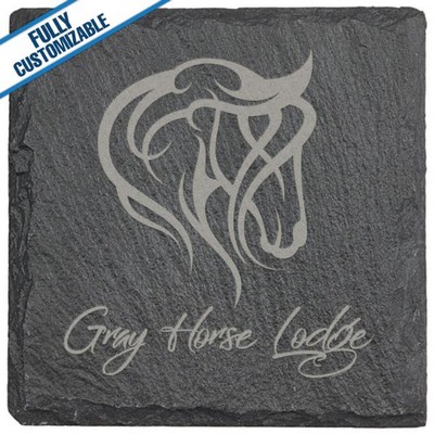 4X4" - Square - Slate Coaster With Black Rubber Feet