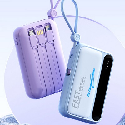 Portable Charger Power Bank - 20000mAh , Phone Battery Pack Powerbank with Built in Cable