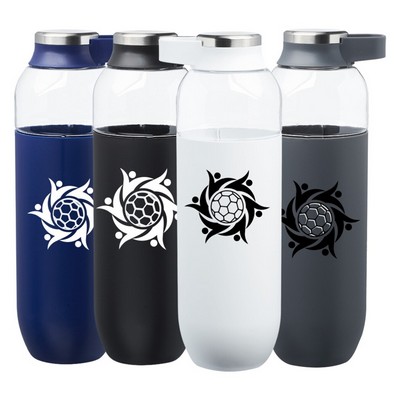 Plastic Water Bottle with Solid Color Half Wrap - Single