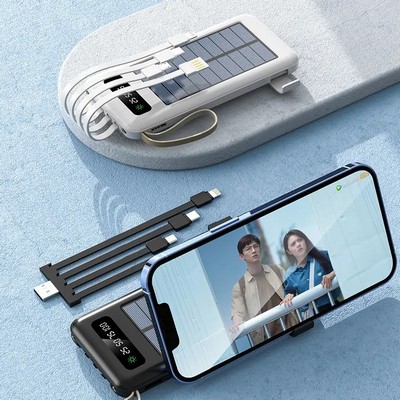 Portable 20000mAh Solar Power Bank with Charger Cable