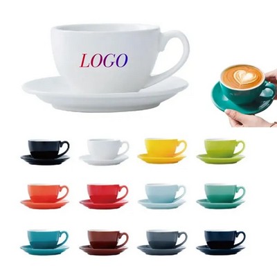8.4 Oz Ceramic Coffee Cup with Saucer(Ocean)