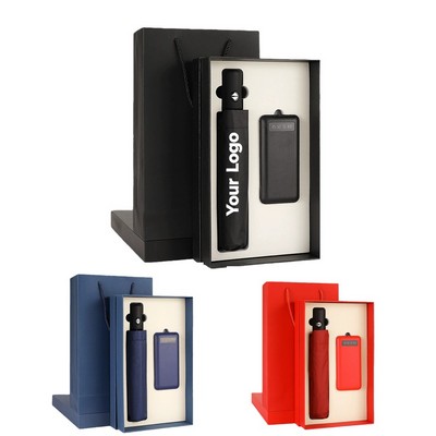 Power Bank and Automatic Umbrella Gift Set