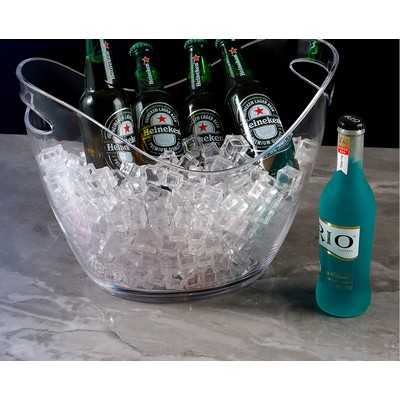 8L Medium Clear Plastic Champagne Bucket Double Wall Ice Bucket for 6 Bottles
