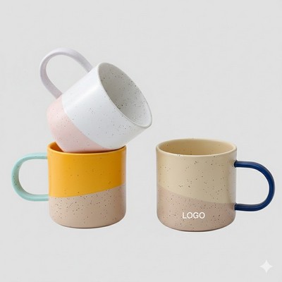 Color Block Polka Dot Ceramic Mug Couple's Coffee Cup Wedding Favor Gift