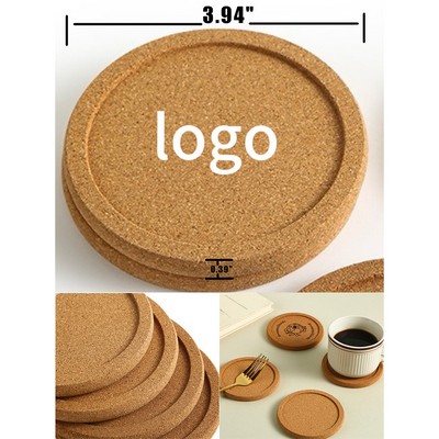 4" Custom Eco Friendly Natural Cork Round Coaster