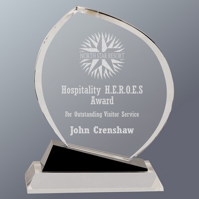 Crystal Oblong with Black Accent on Slanted Crystal Base, Large (7-1/4"x 9-1/2"H)