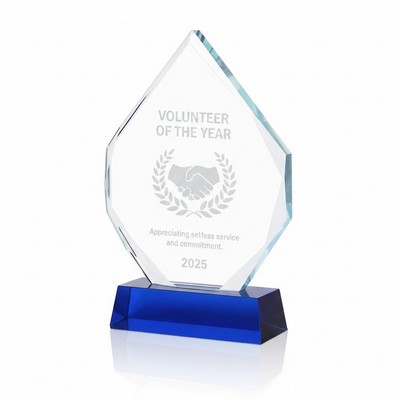 Crystal Diamond Award with Blue Base