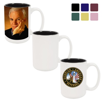 15 Oz. Ceramic Photo Mug - Two-Tone Color