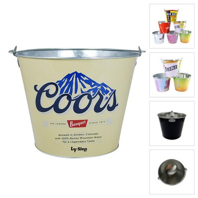 Custom 5 QT Galvanized Metal Ice Bucket/ Beer Bucket