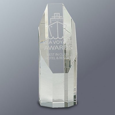 Clear Octagon Slant-Top Crystal Tower, Medium (2-1/4"x6"H)