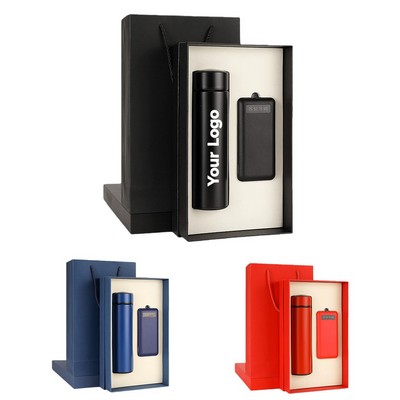 Insulated Stainless Steel Flask and 10,000mAh Power Bank Gift Set