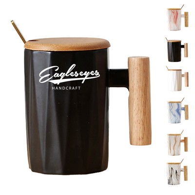 12oz Ceramic Mug with Wooden Handle
