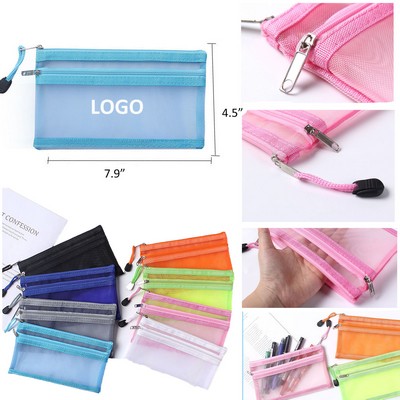 Double-Layered Zipper Mesh Pouch