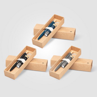 Reborn Recycled Aluminum Bamboo Accented Pen & Flashlight Gift Set - Laser