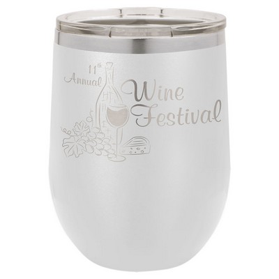 12 Oz. Stainless Steel Wine Tumbler - White