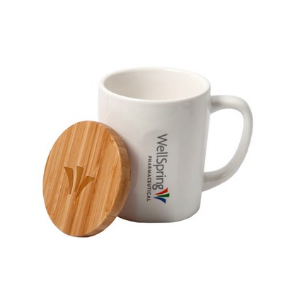 Ceramic Mug with Bamboo Lid, 15 Oz.