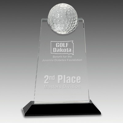 Crystal Tablet w/Inset Golf Ball on Base