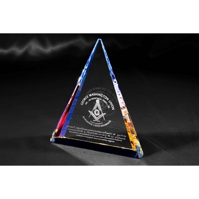 Faceted Triangle Crystal Award w/Prism Color Effect (5 3/4 x 5 x 1 1/4")
