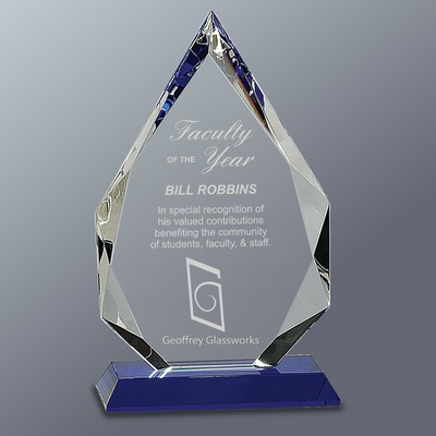 Crystal Faceted Diamond Award Series w/Blue Crystal Base, Large (6"x10"H)