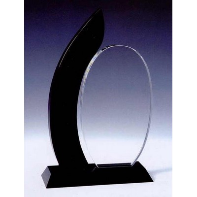 Black Optic Crystal Merit Award w/Base