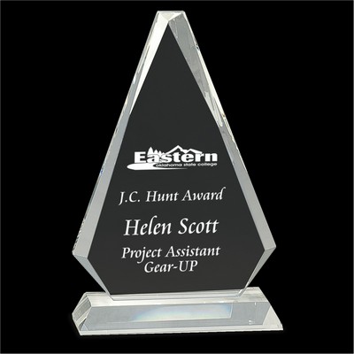 Clear Crystal Triangle Award on Clear Pedestal Base (9¼")