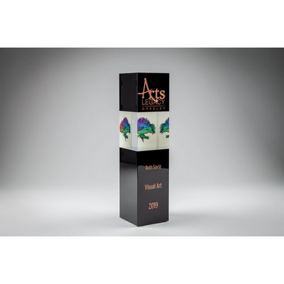 Large Excelsior Award w/Black Glass Sections (2 3/4 x 2 3/4 x 11")