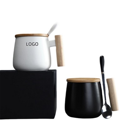 Ceramic Cup with a Wooden Handle